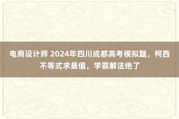 电商设计师 2024年四川成都高考模拟题，柯西不等式求最值，学霸解法绝了