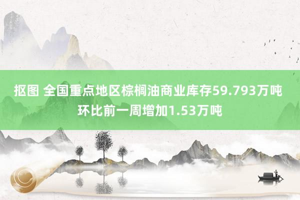 抠图 全国重点地区棕榈油商业库存59.793万吨 环比前一周增加1.53万吨